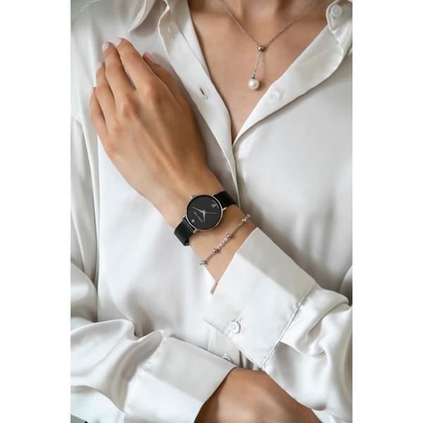 Isabella Ford Infinity damklocka i mesh - svart - 32 mm