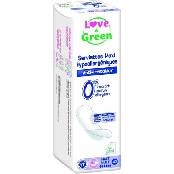 Love & Green Maxi Night Pads x12