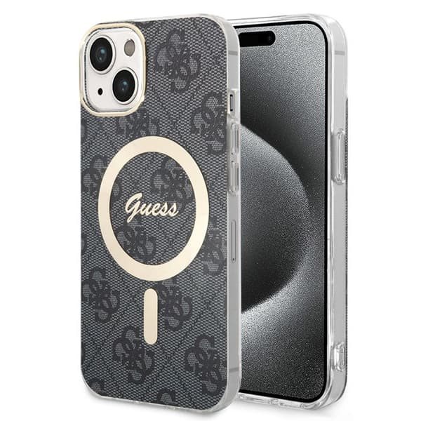 Coque Guess IML 4G MagSafe för iPhone 15 Plus - Svart