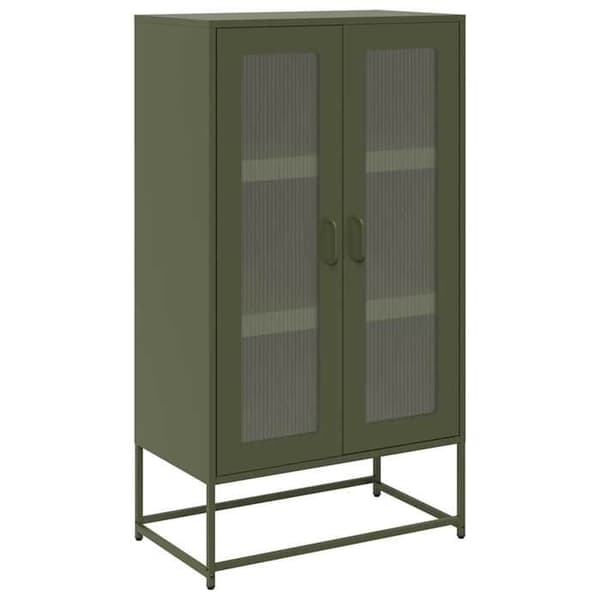 vidaXL Buffé hög olivgrön 68x39x123 cm stål 853360