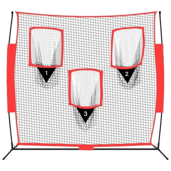 Bärbart baseballnät - VIDAXL - 183x105x183 cm - Polyester - Svartröd