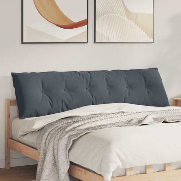 VIDAXL Rektangulär ländryggskudde 180 x 50 cm mörkgrå ribbad sammet