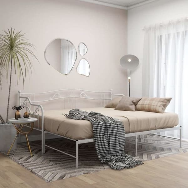 vidaXL Utdragbar Bäddsoffa Stomme Vit Metall 90x200 cm