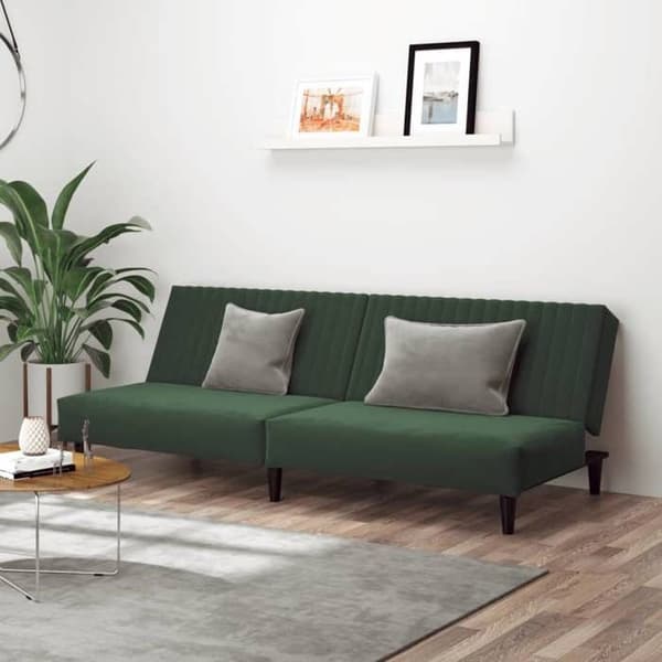 vidaXL 2-sits bäddsoffa Mörkgrön sammet 375928