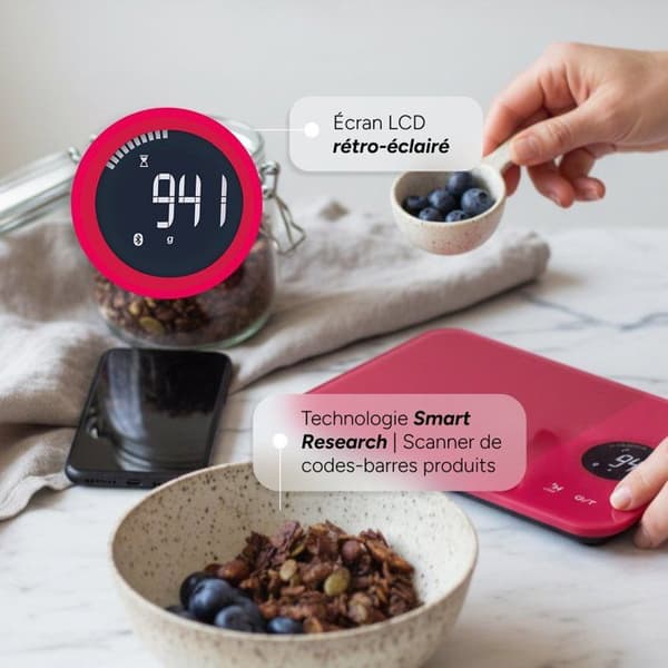 Köksvåg för näringsberäkning - Terraillon - NUTRITAB - Bluetooth - 5 kg - Grad 1 g - LCD-skärm - Skanna streckkoder