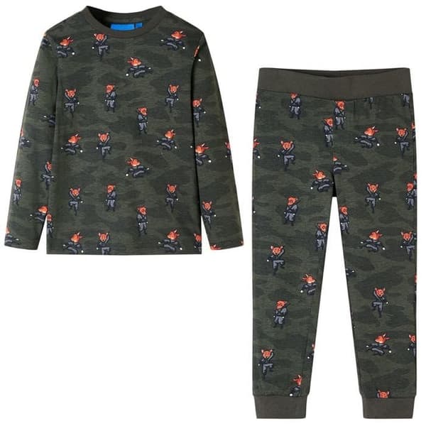 Långärmade barnpyjamas i kaki 92/104/116/128/140