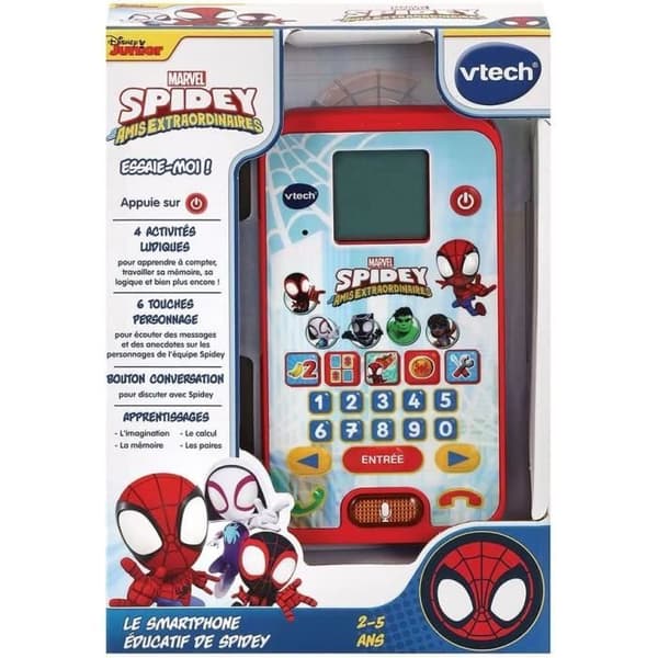VTECH - SPIDEY - Spidey's Educational Smartphone - Barn - Röd - Unisex - 3 år - Batteri