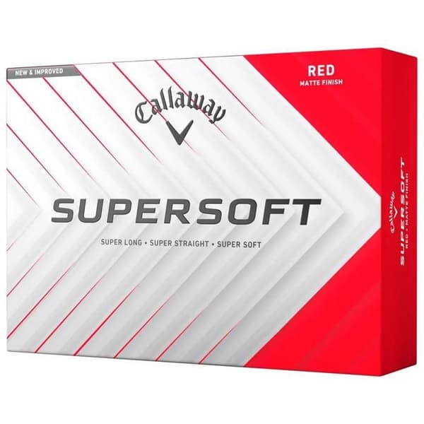 Box med 12 Callaway Supersoft Golfbollar Röd Ny