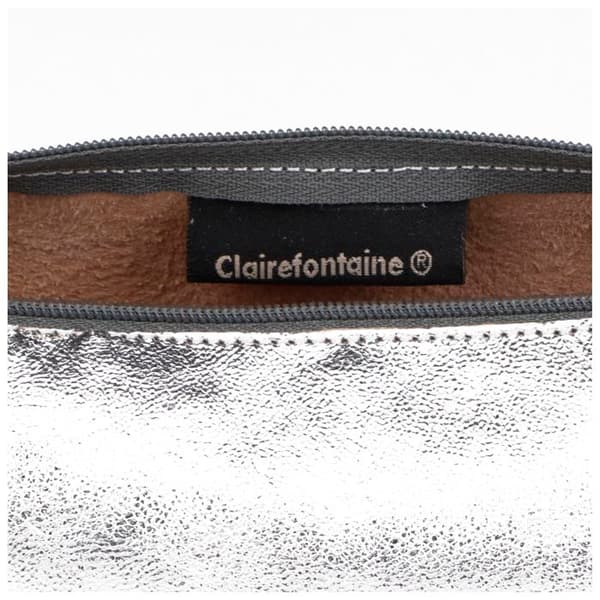 Pennfodral - Clairefontaine - 8688C - Lammskinn - Silver - 22 cm diameter
