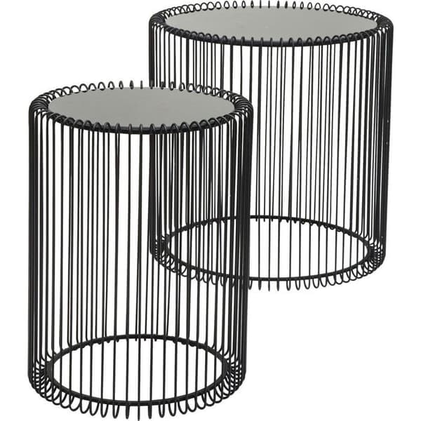 Runda svarta Wire sidobord set om 2 Kare Design
