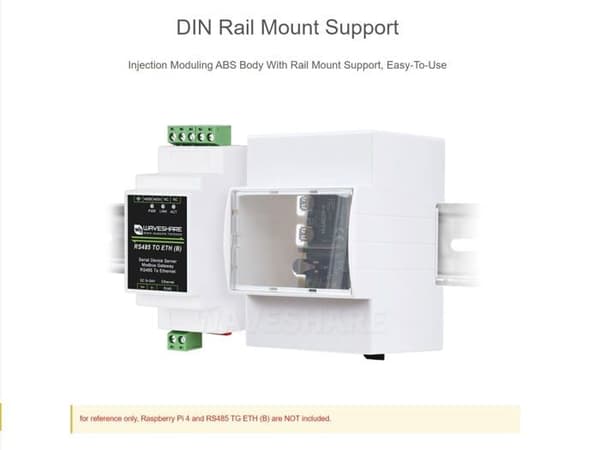 Waveshare DIN Rail ABS-hölje för Raspberry Pi 4 – transparent överfönster