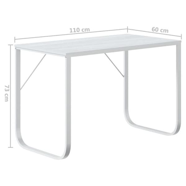 vidaXL Datorbord Vit 110x60x73 cm Agglomerat 30201