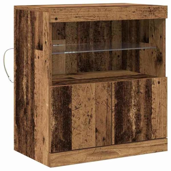 vidaXL Buffé LED Brun 60,5 x 37 x 67 cm Ingenjörsträ 863027