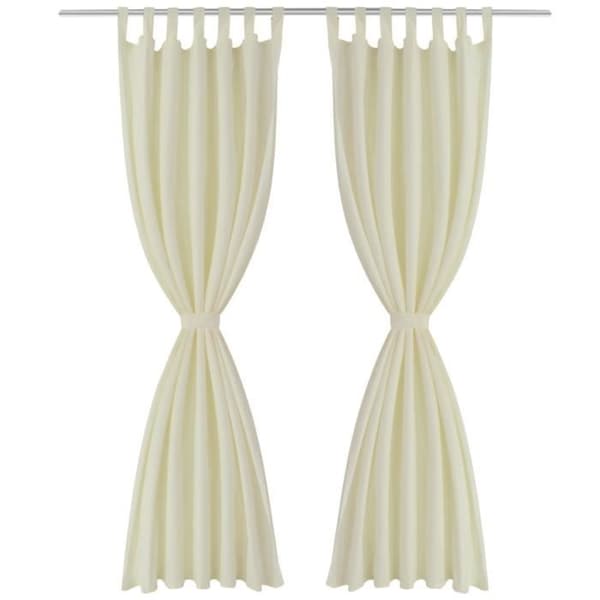 2 st Cream Micro Satin Loop Gardin 140 x 245 cm