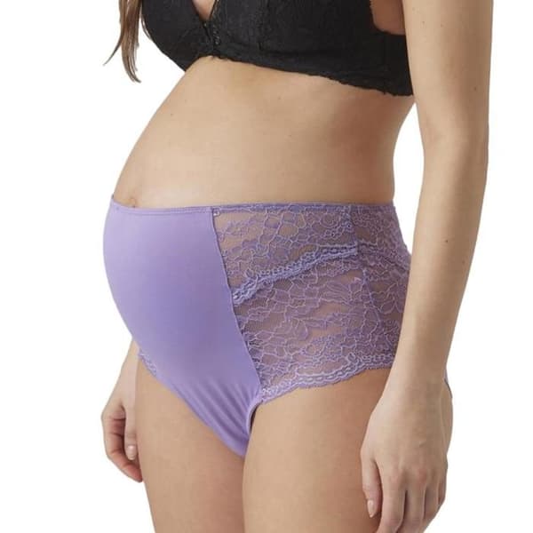Gravidbyxor - MAMALICIOUS - Senia - 2-pack - Hög midja med elastik - Spets Svart/Lila