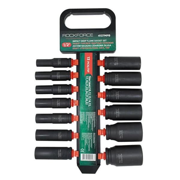 Långt 1/2" slagnyckelsats 10-32 mm