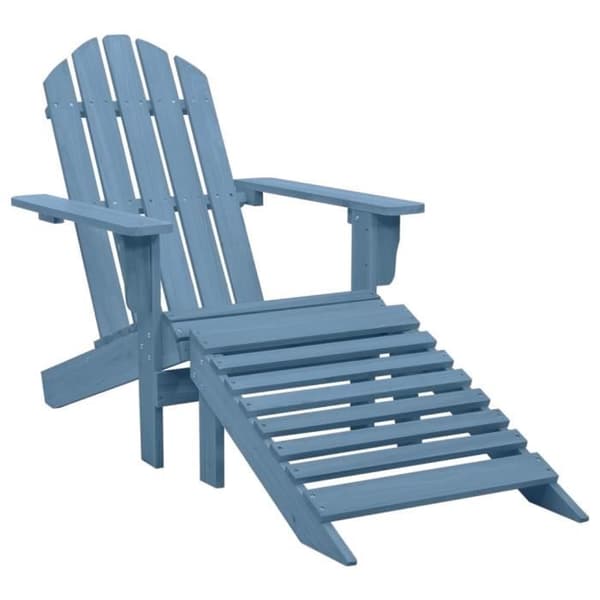 vidaXL Adirondack-trädgårdsstol med puff i solid furu Blå