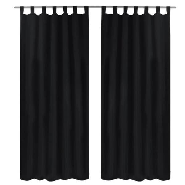 2 st Svart Micro Satin Loop Gardin 140 x 225 cm
