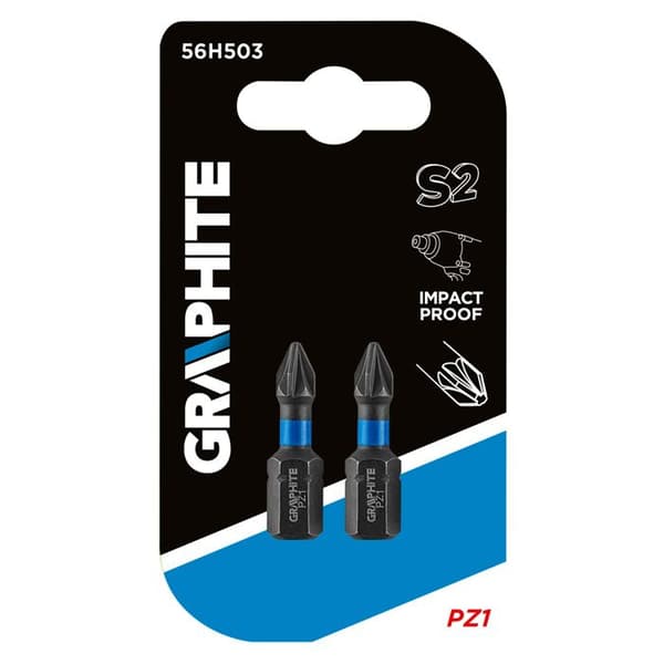 Slagspetsar - GRAPHITE - PZ1 - 25 mm - Stål S2 - 2 stycken
