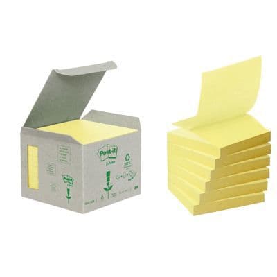 Post-it z-note återvunnen 76x76 mm gul - Set om 6
