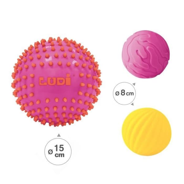 LUDI Sensory Ball - Rosa - Stimulerar bebisens beröring och koordination