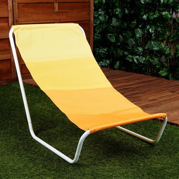 Fällbar strandstol - VILDE - 86x51,5 cm - Gul - Metallstruktur - Polyester tyg - Fällbar