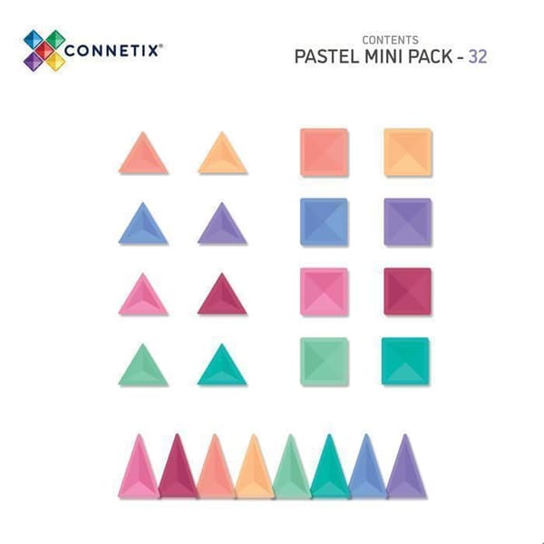 CONNETIX Byggplattor Magnetiska Pastell Mini Pack, 32 Delar