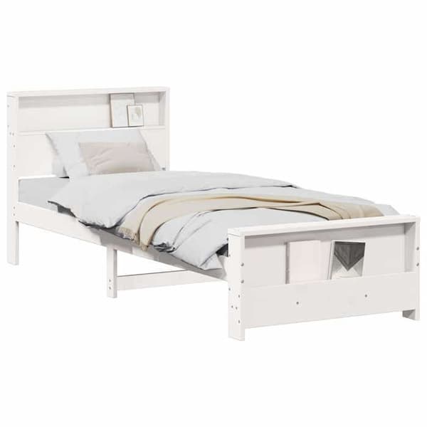 vidaXL Sängram Vit 75 x 190 cm Ingenjörsträ 877252