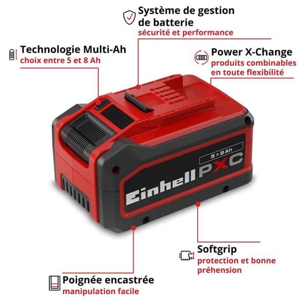 Einhell Batteri 8,0 Ah Multi-Ah PXC PLUS (18V, 5-8 Multi-Ah, för alla Einhell PXC-enheter)