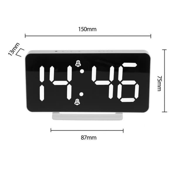 GreenBlue - Klocka / Väckarklocka med alarm och termometer - LED - Vit
