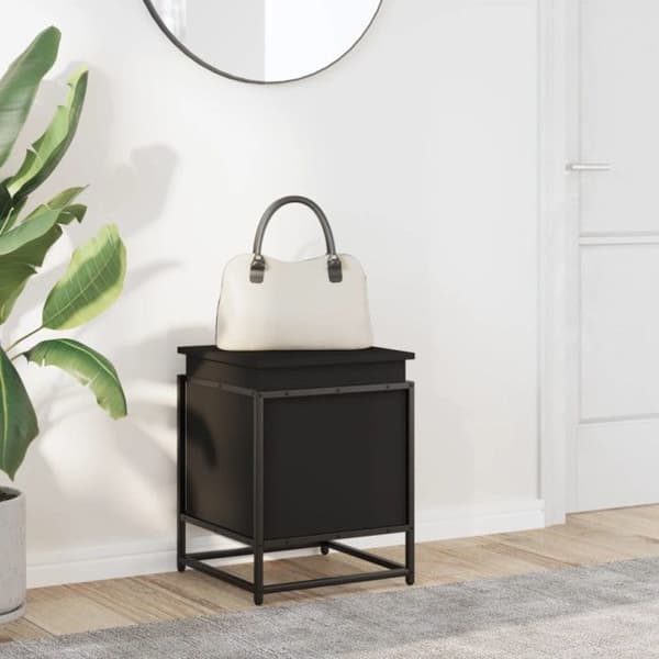 Förvaringslåda med svart lock i träkomposit