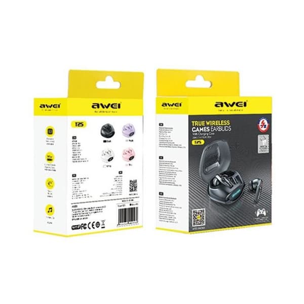 Bluetooth-hörlurar - AWEI - T25 - TWS - Dockningsstation - Svart