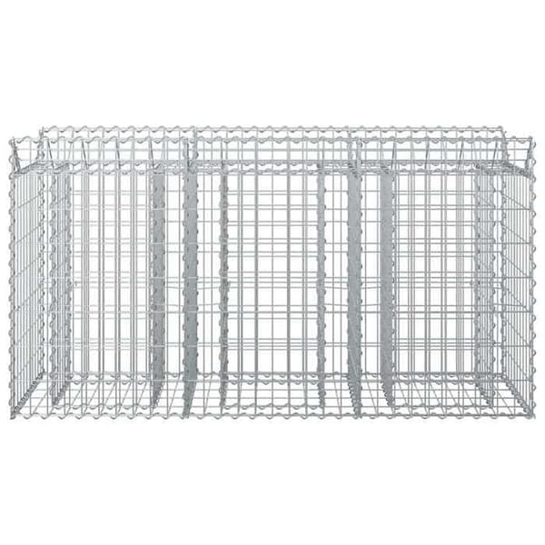 vidaXL Hög säng gabion Silver 42033304