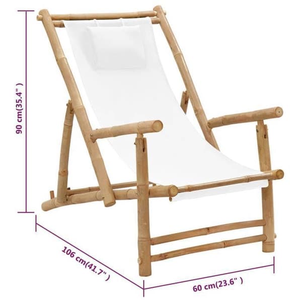 vidaXL terrassstol bambu och canvas krämvit 318594