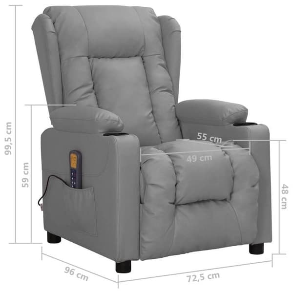vidaXL Massagefåtölj Grå Konstläder 339079