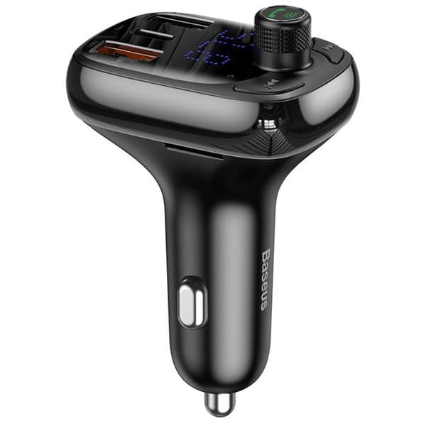 FM-modulator - Baseus - S-13 - 2x USB - Typ-C - Bluetooth - LED-skärm