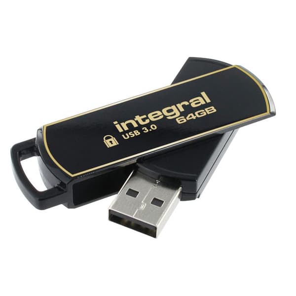 Integral Secure 360 USB Flash Drive - 64 GB - USB 3.0 - Elegant Black