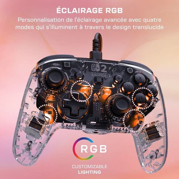 Spelkontroll - Nintendo Switch 2 - Afterglow - RGB - Trådad - Transparent - Turtle Beach