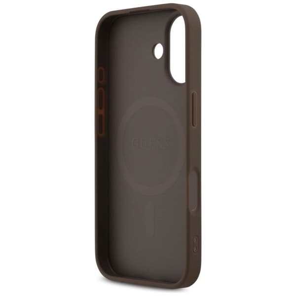 Coque Guess Hardcase 4G Printed Stripes MagSafe för iPhone 17 - Brun