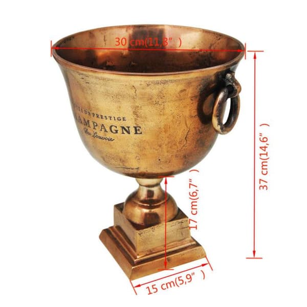 vidaXL Champagne Cooler Trophy Cup Kopparbrun