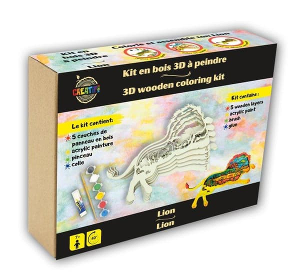 3D Lion Trä Målarset - Creatifwood