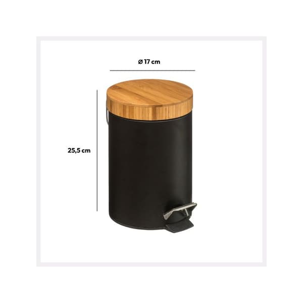 Soptunna med lock bambu 3L "Naturéo" svart - 5 five simply smart