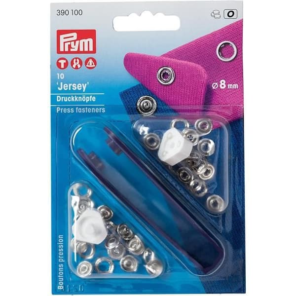 PRYM tryckknappar 8 mm i mässing, silverfinish