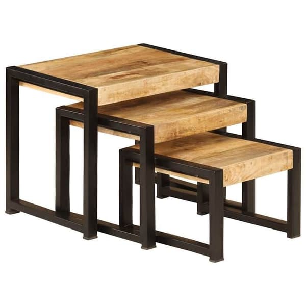vidaXL Gigognetabeller 3 st Solid mangoträ 247404