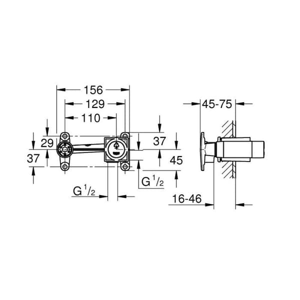Inbyggd kropp - Grohe - 23200000 - 2 Hål - Mässing - 35 mm