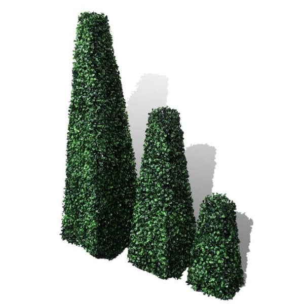 vidaXL Set med 3 konstgjorda pyramidformade buxbom
