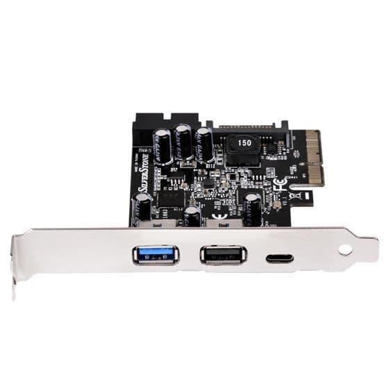 USB- och SATA-kontroller - SilverStone - SST-ECU05 - USB 3.1 Typ C - 2x USB 3.0 Typ A - Intern PCI-E Express