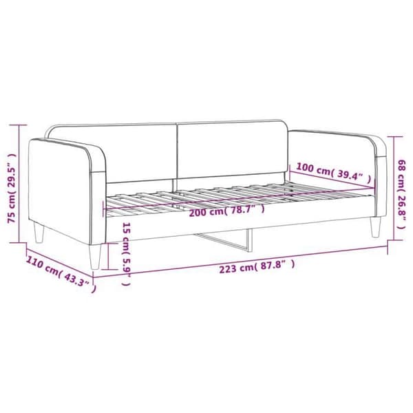 vidaXL dagbädd kräm 100x200 cm tyg 354042