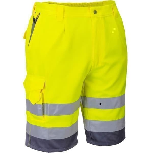 EN 20471 fluo gul/grå arbetsshorts med hög synlighet