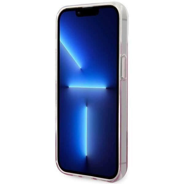 Läderfodral - KARL LAGERFELD - iPhone 14 Plus - Perforerat logotyp - Rosa - Bak- och sidskydd